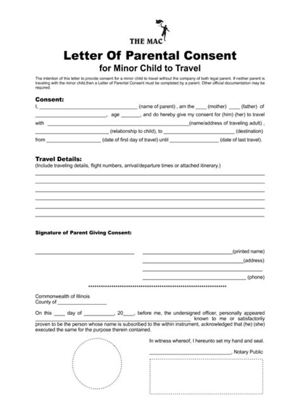 Do I need a notarized letter to travel with child?