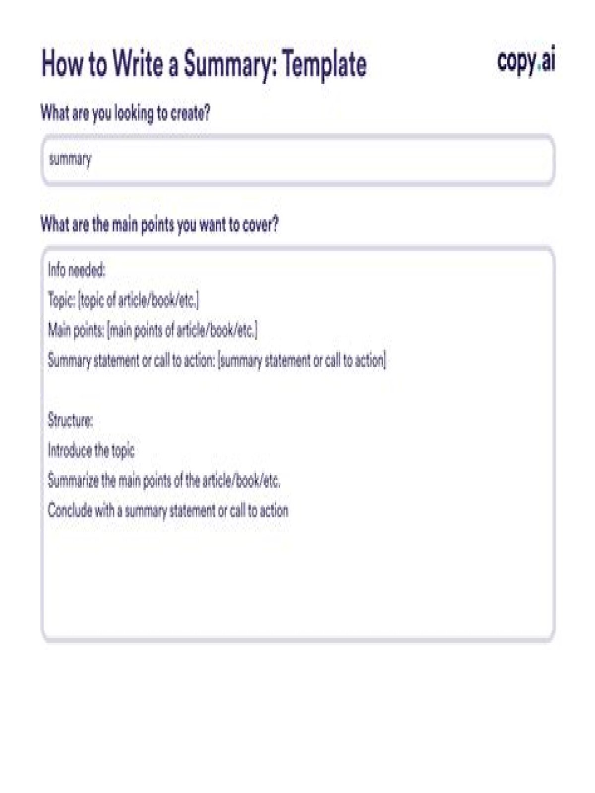 How do you write a topic summary?