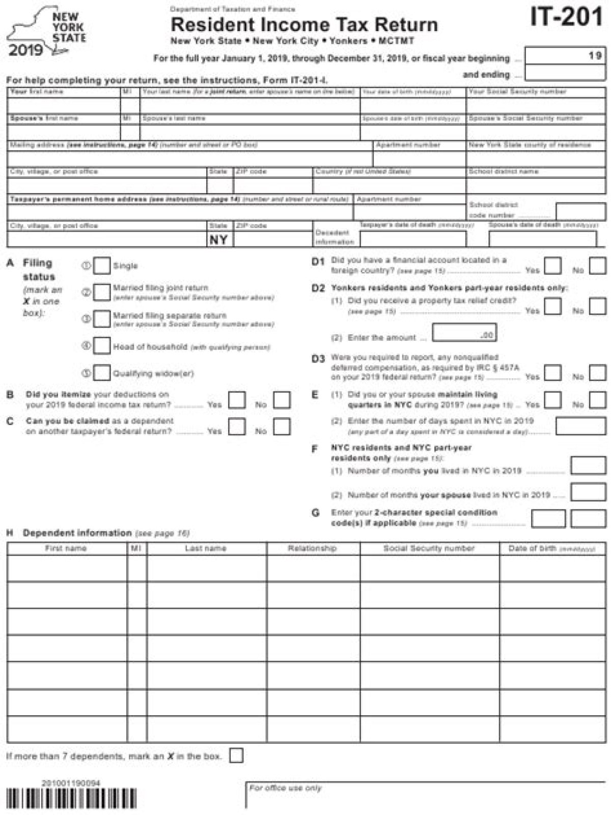 What is a IT 201 V form?