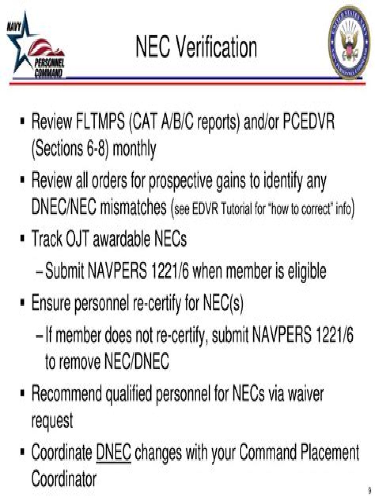 What is Navy NECs?