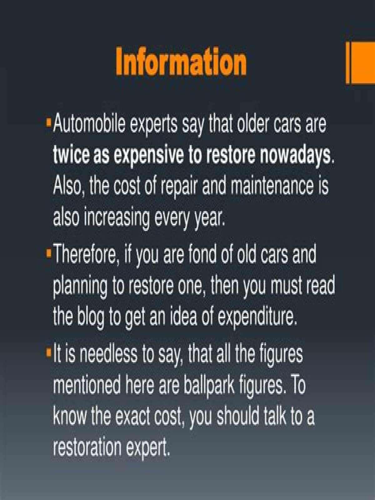 What is the average cost to restore a classic car?